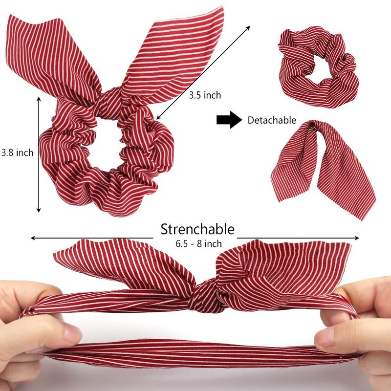 AOPRIE Chiffon Hair Bunny Ear Scrunchies with Bow - 20Pcs Elegant Hair Elastics, Ponytail Holders & Soft Hair Bands - Image 3